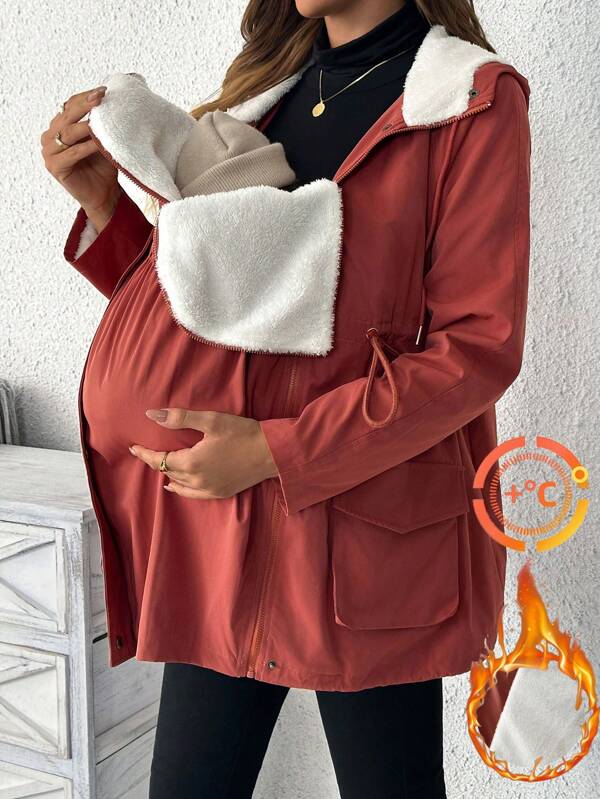 SHEIN 3-in-1 Mutterschafts-Känguru-Hoodie-Mantel für den Winter, kann zu Hause getragen werden