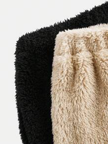 Tween Girls Solid Color Teddy Fleece Drawstring Waist Teddy Wide Leg Pants 2Pieces/Set, Warm For Autumn Winter - Multicolor - View 8