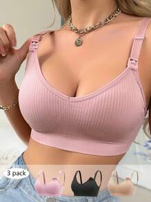 Moonlight&Mama 孕妇纯色细肩带简约休闲胸罩 - 彩色 - 查看 3