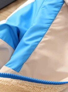 SHEIN Conjunto de 2 piezas para niño pequeño: Sudadera con capucha y pantalón de chándal con forro térmico, adecuado para uso diario, escuela, deportes y exterior en otoño e invierno
