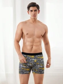 3pcs/Pack Men's Letter Graphic Elastic Waist Boxer Briefs - Multicolor - View 9