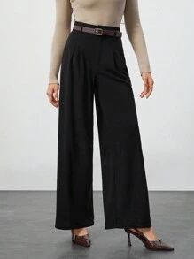 SHEIN Tall 女士通勤套装灯芯绒阔腿裤（含腰带）适合秋冬季