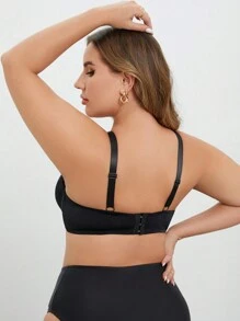 1 chiếc áo ngực có gọng ren trong suốt cỡ lớn dành cho nữ, đồ lót - màu đen - Xem 2