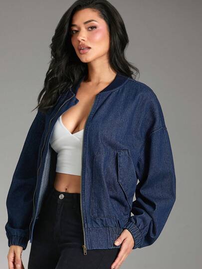 Denimoi Premium Denim Oversized Bomber Jacket