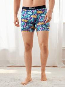 4pcs/Pack Men's Letter Print Boxer Briefs - Multicolor - View 6