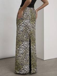 COSMINA Falda larga de línea A con diseño de bolsillo impreso estilo bohemio para mujeres - Multicolor - Ver 2