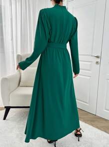 RueChic Women Drape Detailed Long Maxi Dress - Green - View 2