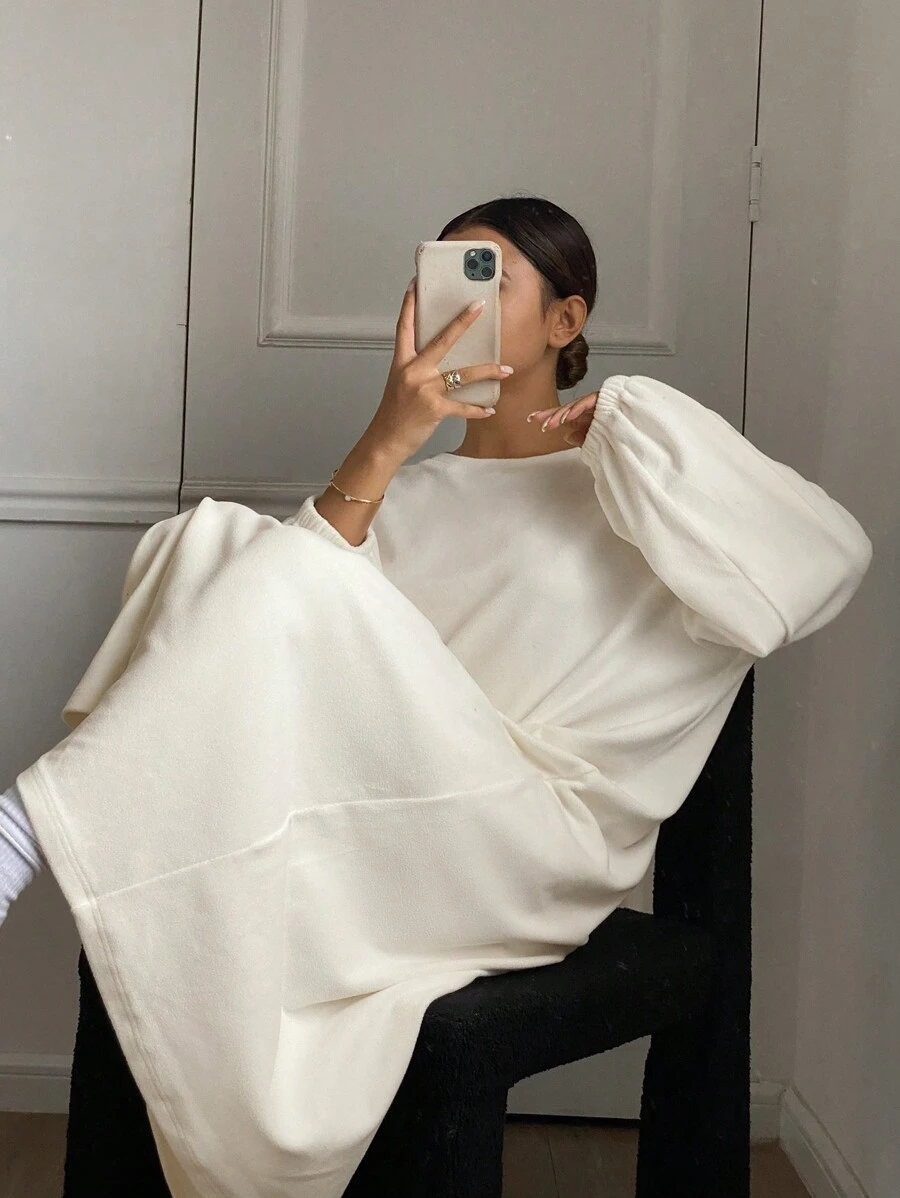 DAZY Đầm ngủ mặc nhà dáng rộng thoải mái - Màu be - Xem 1