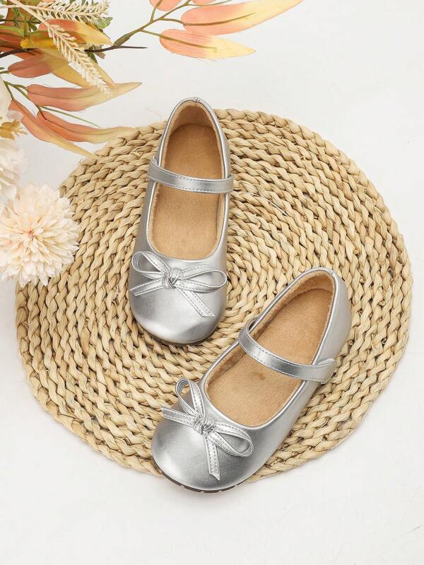 أحذية أميرة مسطحة مزينة بفيونكة للفتيات مناسبة للربيع والخريف، صالحة لحفلات الأطفال والمشاهد الرقصية'