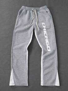 Manfinity Campus Court 男士街头风格运动裤，采用 INS 风格高街字母印花设计，非常适合波士顿周末度假、音乐节和夏威夷海滩度假，以及日常休闲穿着