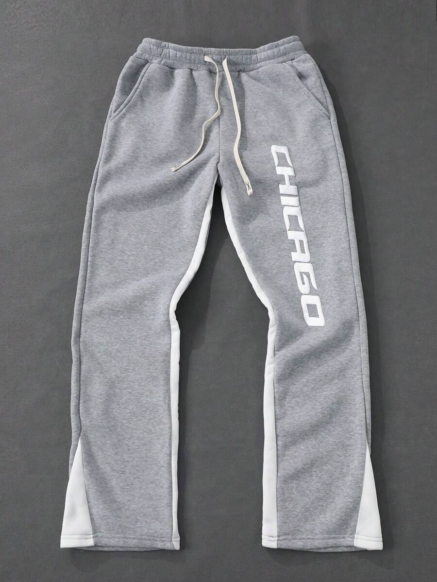 Manfinity Campus Court 男士街头风格运动裤，采用 INS 风格高街字母印花设计，非常适合波士顿周末度假、音乐节和夏威夷海滩度假，以及日常休闲穿着