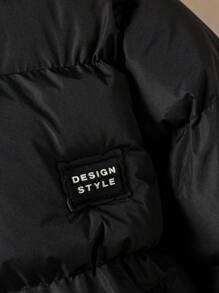 Boys' Basic Casual Stand Collar Fleece Padded Coat