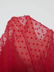 Viva Relle Valentine Plus-Size Women's New Year Red Deep V-Neck A-Line Chiffon Embroidered Dress Fall - Burgundy - View 8