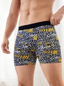 3pcs/Pack Men's Letter Graphic Elastic Waist Boxer Briefs - Multicolor - View 7