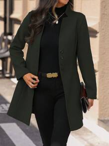 EMERY ROSE Chaqueta ajustada de cuello alto casual para vacaciones de mujer - Verde militar - Ver 1