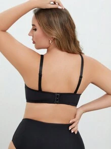 Áo ngực có gọng vá tối giản cỡ lớn - màu đen - Xem 2
