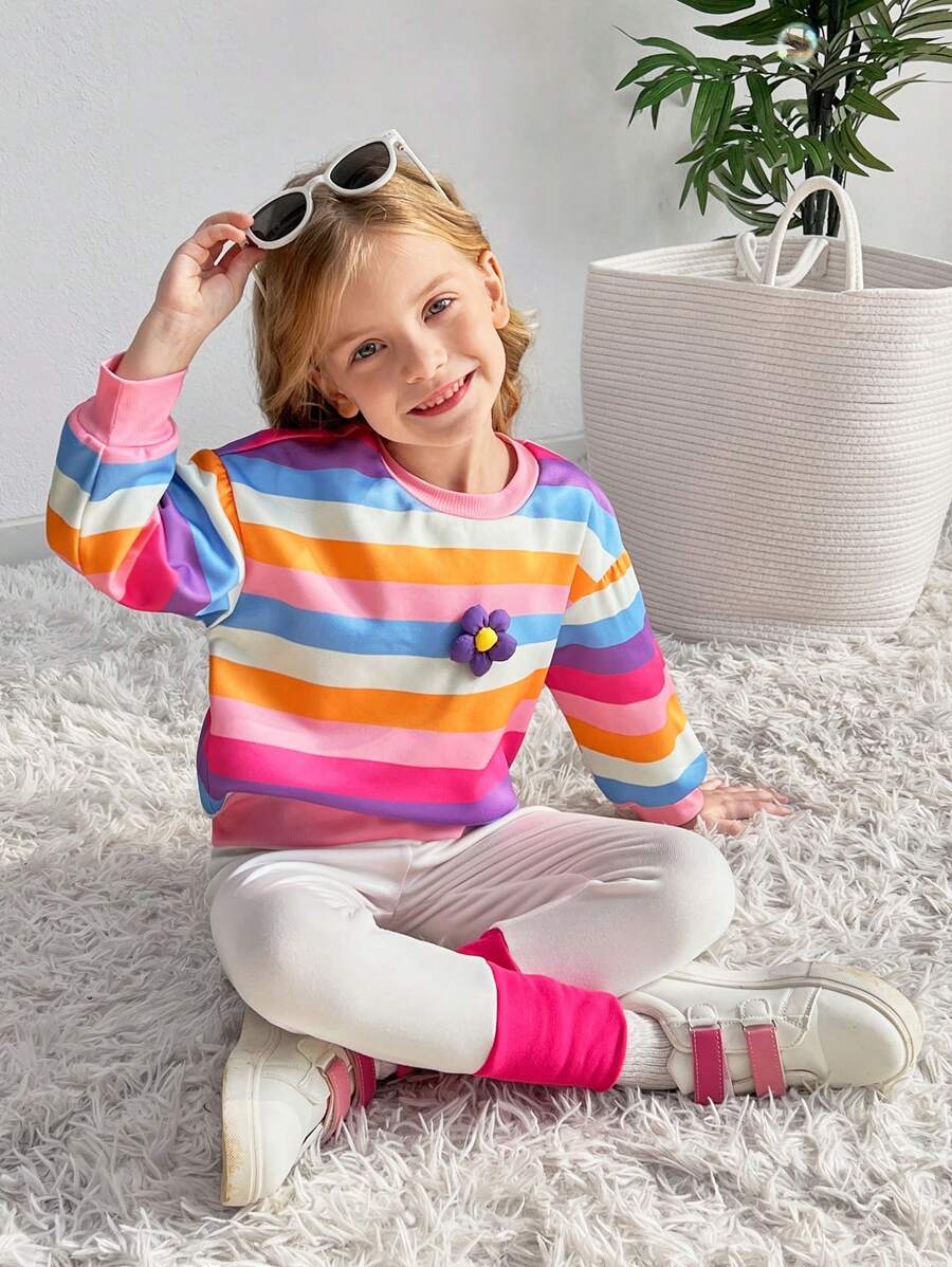 Bộ 2 chiếc áo nỉ cổ tròn có thể đảo ngược cho bé gái & bé gái & quần nỉ, trang phục thường ngày mùa thu/đông - Nhiều màu - Xem 1