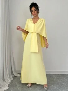 Chiquease 黄色大廓形蝙蝠褶连衣裙 - 黃色 - 查看 6