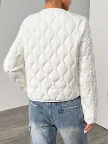 SHEIN EZwear 秋冬季轻质纯色羽绒夹克 - 白色 - 查看 7