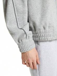 Manfinity VCAY 1 Stück Herren Grau Raglan Ärmel Stehkragen Reißverschluss Jacke, für Herbst und Winter - Grau - Übersicht 6