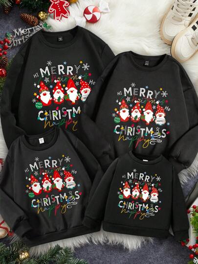 Manfinity Homme 时尚休闲圣诞主题图案印花家庭装男士修身圆领羊毛套头衫