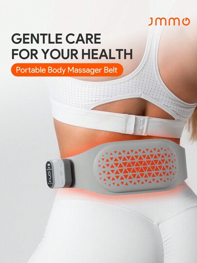 JMMO Masajeador de espalda, almohadilla masajeadora portátil para espalda, cintura y abdomen, dispositivo de cinturón eléctrico con calentamiento, 3 niveles de calor y 5 modos de masaje de vibración, masajeador de espalda baja y almohadilla térmica para el vientre, regalo para mamá, papá, artículo de belleza y cuidado personal necesario