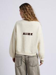 AiiRZ Cropped High Neck Classic Pullover Knit Winter Sweater With Brand Logo Cozy Casual Everyday Loungewear Athleisure Basic
