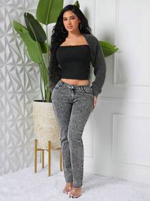 SHEIN SXY Quần Jeans Jeans Jeans Jeans Skinny Jeans ... - Màu Xám nhạt - Xem 6