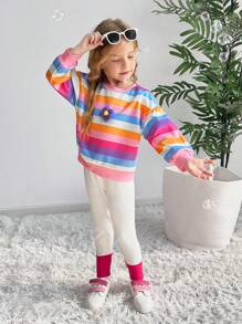 Bộ 2 chiếc áo nỉ cổ tròn có thể đảo ngược cho bé gái & bé gái & quần nỉ, trang phục thường ngày mùa thu/đông - Nhiều màu - Xem 3