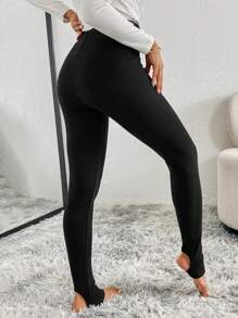 Chiquease Women's Solid Color Skinny Ankle Elastic Waist Casual Leggings