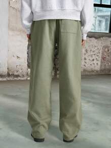 Manfinity VCAY Pantalones informales rectos y holgados tejidos para hombre