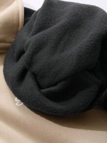 DAZY Áo nỉ in chữ cổ đứng trang trí tương phản cho nữ, áo dài tay, quần áo mùa thu - Màu Khaki - Xem 7