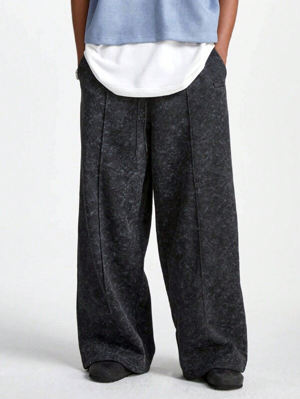 Manfinity RebelGame Men's Loose Streetwear Style Knit Sweatpants In Black