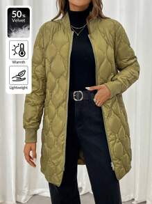 SHEIN LUNE Women's Casual Solid Color Jacket For Winter,Feathers& Down Coat