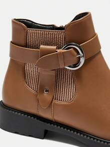 CUCCOO BIZCHIC Women's Fashion PU Leather Buckle Design Ankle Boots For Christmas And New Year Holiday - Black - View 3