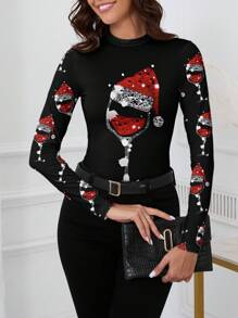 SHEIN Clasi 休闲简约豹纹针织T恤，适合夏季