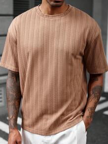 Manfinity Homme Men's T-Shirt With 3D Wheat Ear Jacquard Textural Fabric