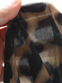 DAZY Bộ đồ ngủ Pijama cổ buộc họa tiết da báo in toàn thân, Moo Moo, cho mùa thu - Cà phê nâu - Xem 7