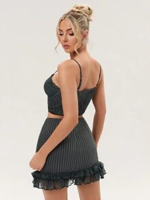Glamine GLAMOR Women's Ferran Corset Top Grey Pinstripe Hot On Two - Grey - View 9