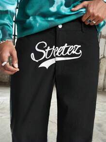 Manfinity NXTstreet Men's Loose Fit Straight Woven Pants - Black - View 3
