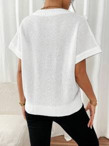 SHEIN Frenchy 女士休闲纯色蝙蝠袖 3D 花朵针织毛衣