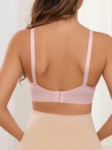 Moonlight&Mama Pregnant Women Solid Ribbed Seamless Nursing Bra - Pink - View 2