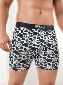 4pcs/Pack Men's Letter & Cartoon Print Casual Boxer Briefs - Multicolor - View 6