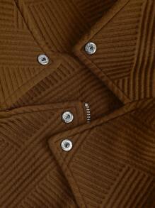 SHEIN LUNE Plus Size Plain Textured Casual Jacket For Autumn - Coffee Brown - View 6