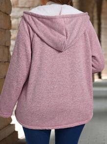 EMERY ROSE Plus Size Thermal Fuzzy Coats  Women Clothes Fall Autumn,Spring - Dusty Purple - View 5