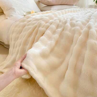 1 件纯色盖毯，床上用品，舒适温暖的条纹毯，质地柔软细腻，设计简约时尚，多用途毯子，适用于沙发、卧室、客厅，全方位舒适，旅行、午睡毯，适合所有季节，可机洗