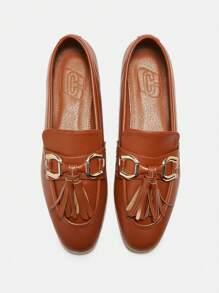 CUCCOO BIZCHIC Sepatu Loafer Rumbai Datar Wanita - Coklat - View 2