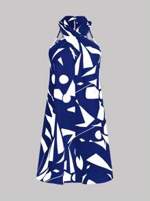 Chiquease Vacation Casual Geometric Print Halter Neck Dress