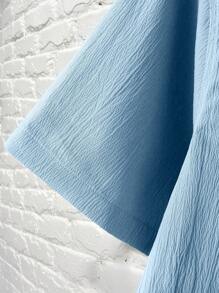 Manfinity Homme Men's Solid Color Short Sleeve Casual Shirt - Blue - View 4