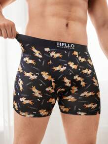4pcs/Pack Men's Letter & Cartoon Print Casual Boxer Briefs - Multicolor - View 7